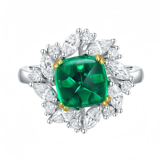 ShanLover Marke MGI hochwertiger 2,5 Karat im Labor gezüchteter grüner Smaragd-Edelsteinring für Damen, echter 925er Sterlingsilber-Ehering, Schmuck