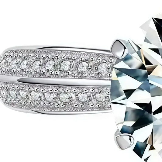 ShanLover Marke MST Spitzenqualität 2 Karat 8 mm runder Moissanit-Ring Diamant 925er Sterlingsilber Ringe hochwertiger Schmuck für Damen