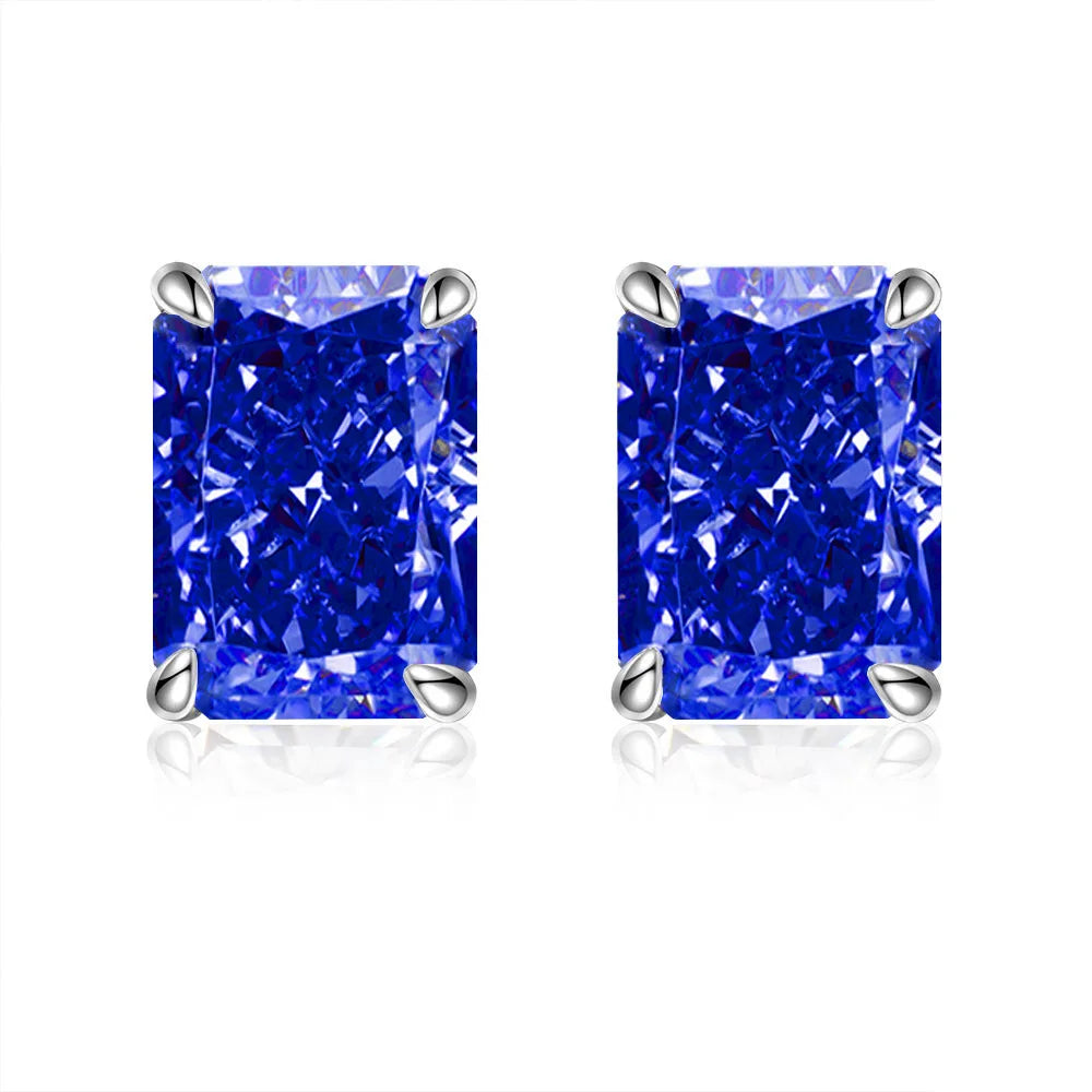 MUSHAN Brand Jewelry 925 Sterling Silver Stud Earrings 7ct 8*10 Ice Flower Gemstones Women Earrings Stud Fine Jewelry Accessory