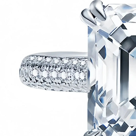 ShanLover Marke CST erstklassiger Moissanit-Ring 5 Karat Damen S925 925 Sterlingsilber 10*10 Würfelzucker-Diamant Ehering Schmuck