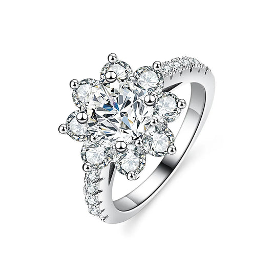 ShanLover Brand MST Top Grade Moissanite Diamond Ring For Woman 925 Sterling Silver Rings Snowflake Design Gemstones Jewelry