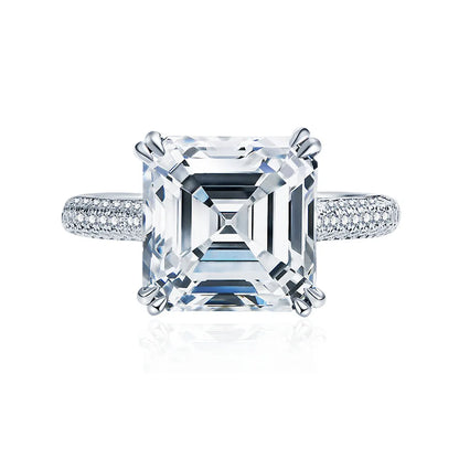 ShanLover Brand CST Top Grade Moissanite Ring 5ct Woman S925 925 Sterling Silver 10*10 Cube Sugar Diamond Wedding Rings Jewelry