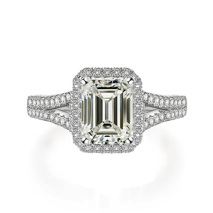ShanLover Brand Emerald Cut Process 6*8 Rectangular Moissanite Ring for Women 925 Silver Full diamond Gemstones Rings Jewelry
