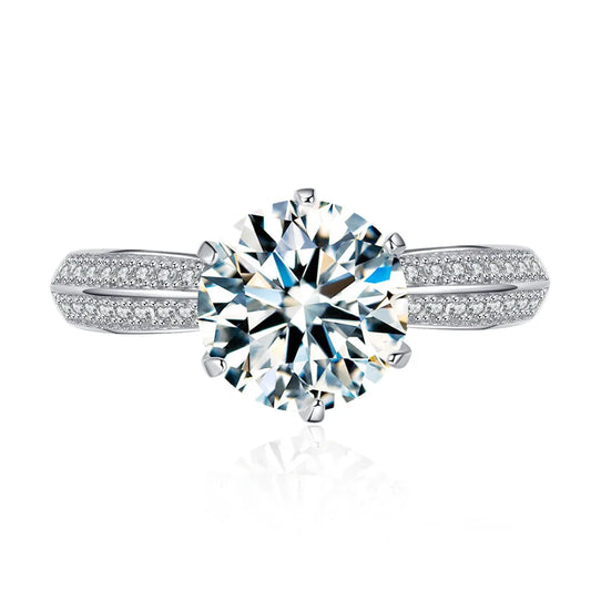 ShanLover Brand MST Top Grade 2 carat 8mm Round Moissanite Ring Diamond 925 Sterling Silver Rings High Quality Jewelry for Women