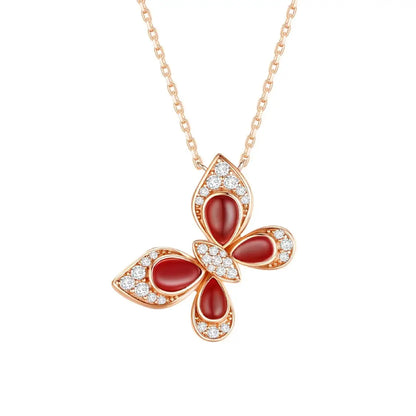 ShanLover Brand 925 Sterling Silver Pendants Necklaces Red Agate White Shell And Turquoise Butterfly Necklace Pendants Jewelry