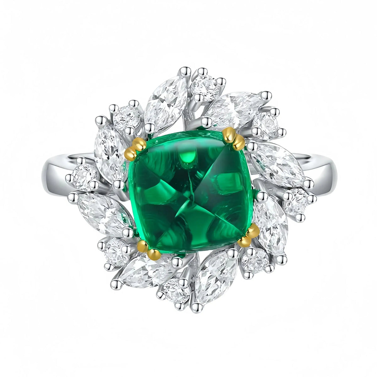 ShanLover Brand MGI Top Grade 2.5ct Lab Grown Green Emerald Gemstone Ring Women Real 925 Sterling Silver Wedding Rings Jewelry