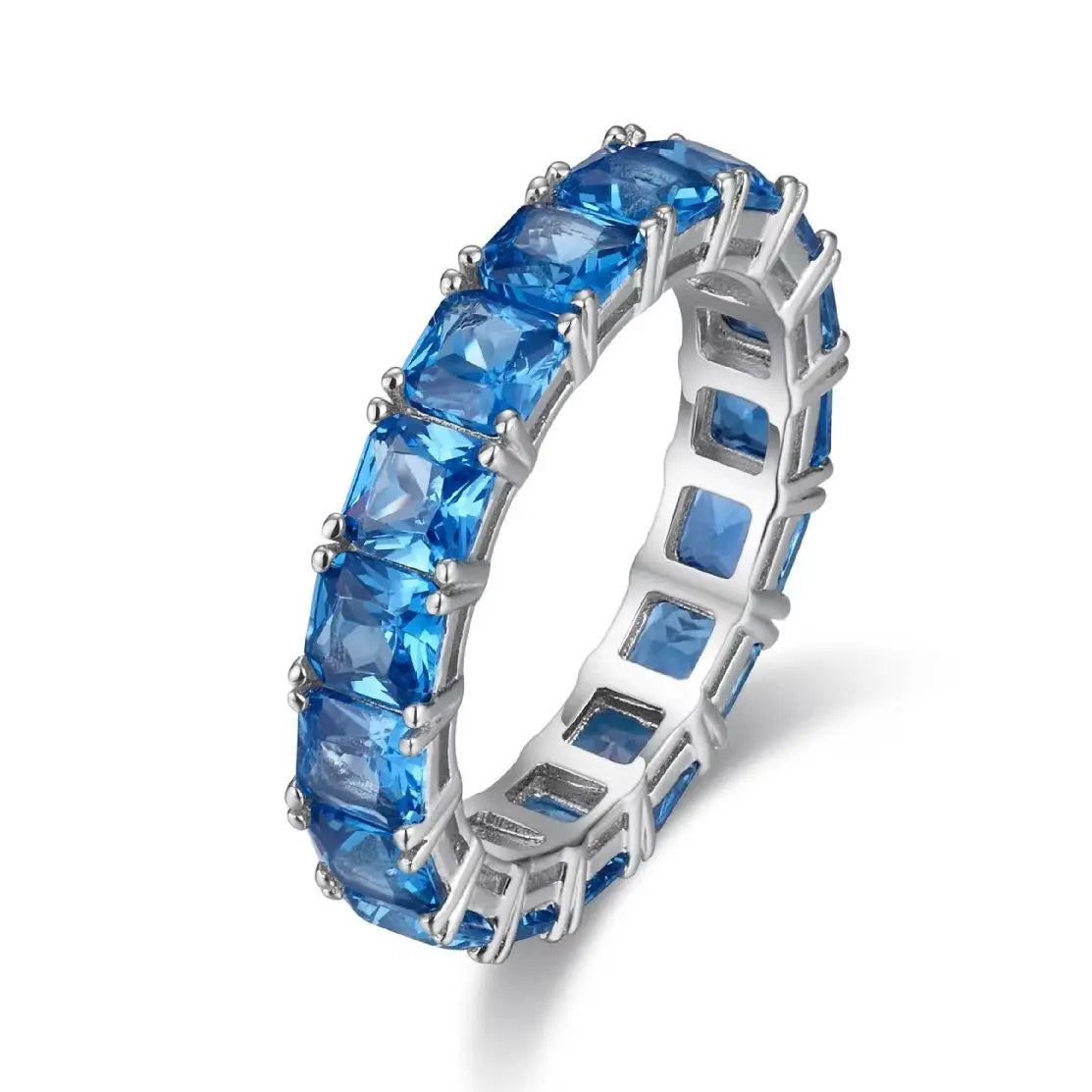 ShanLover Brand Luxury 925 Silver Rings With Full Diamond Women s925 Sterling Silver Fashionable Blue Gemstones Ring Jewelry