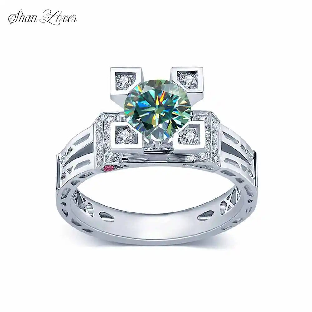 ShanLover Brand Eiffel Tower Moissanite Diamond Ring For Women s925 925 Sterling Silver Bridal Wedding Rings Gemstones Jewelry