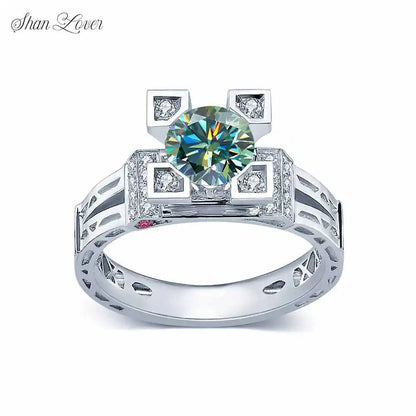ShanLover Brand Eiffel Tower Moissanite Diamond Ring For Women s925 925 Sterling Silver Bridal Wedding Rings Gemstones Jewelry