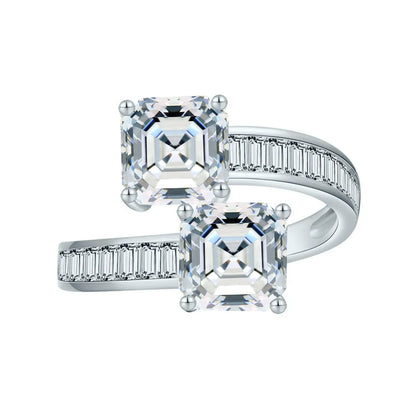 ShanLover Brand 2ct Moissanite Diamond Ring For Man Woman Unisex Square Cut Diamonds S 925 Sterling Silver Gemstone Ring Jewelry