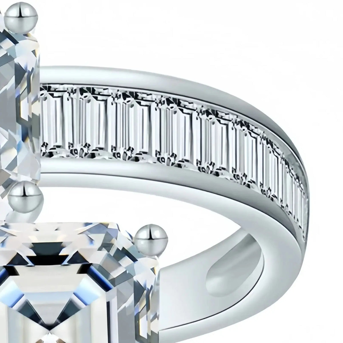ShanLover Brand 2ct Moissanite Diamond Ring For Man Woman Unisex Square Cut Diamonds S 925 Sterling Silver Gemstone Ring Jewelry