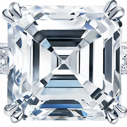 ShanLover Brand CST Top Grade Moissanite Ring 5ct Woman S925 925 Sterling Silver 10*10 Cube Sugar Diamond Wedding Rings Jewelry
