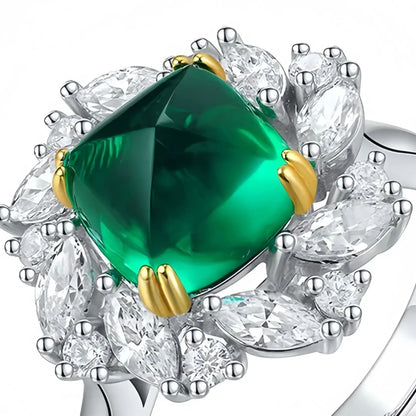 ShanLover Brand MGI Top Grade 2.5ct Lab Grown Green Emerald Gemstone Ring Women Real 925 Sterling Silver Wedding Rings Jewelry