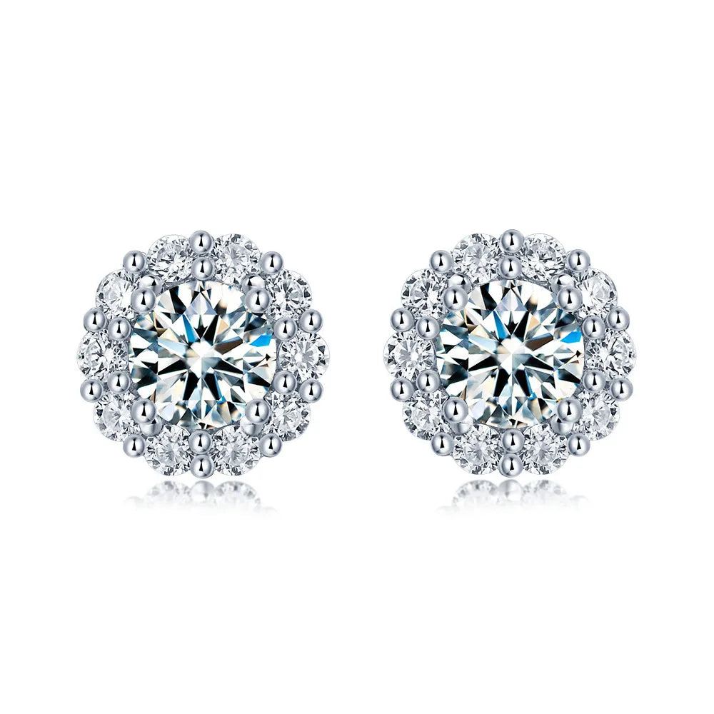 ShanLover Brand GRA Certificated MST Top Grade Moissanite Stud Earrings 925 Sterling Silver Jewelry Diamond Earrings for Woman