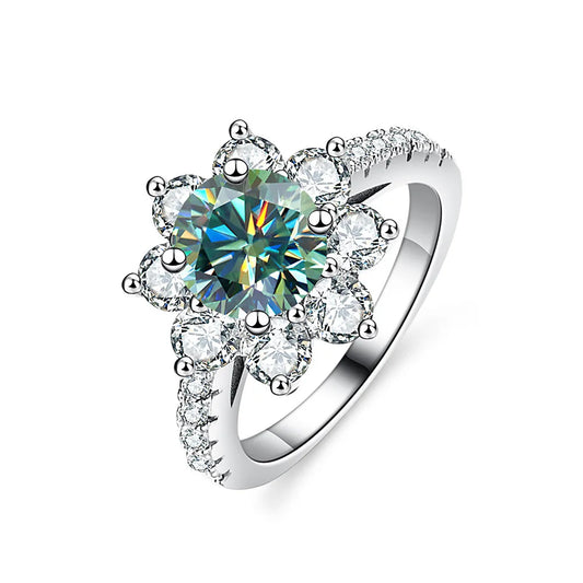 ShanLover Brand MST Top Grade Moissanite Diamond Ring For Woman 925 Sterling Silver Rings Snowflake Design Gemstones Jewelry