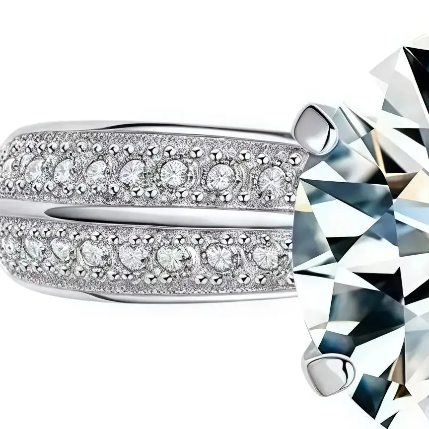 ShanLover Brand MST Top Grade 2 carat 8mm Round Moissanite Ring Diamond 925 Sterling Silver Rings High Quality Jewelry for Women