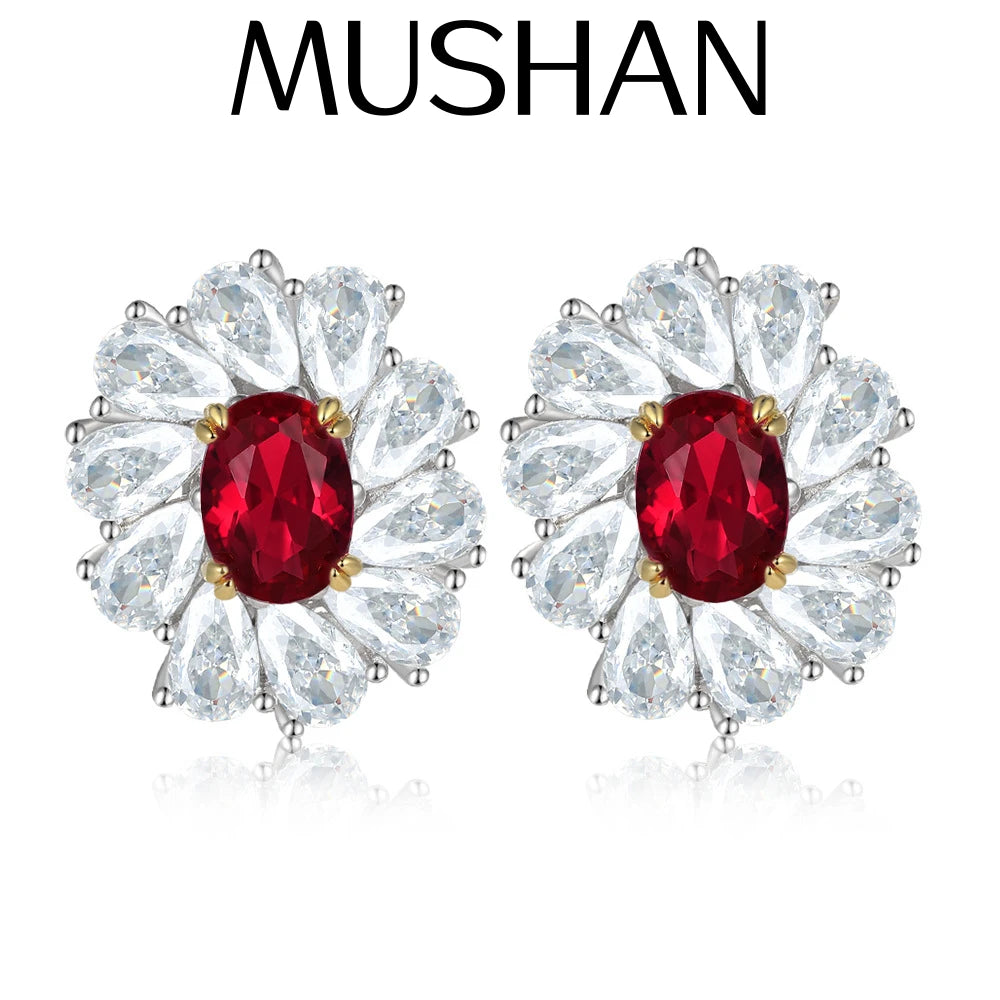 MuShan Luxury Jewelry 925 Sterling Silver Earrings Zircon 7A Drop Romantic for Bride Real Gold Plated Fine Jewelry Earring