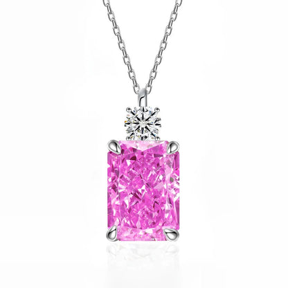 MUSHAN Luxury Jewelry 7ct 8*10 Rectangular Necklace For Women Made Of 925 Silver With Ice Flower Cut High-Carat Diamond Pendant