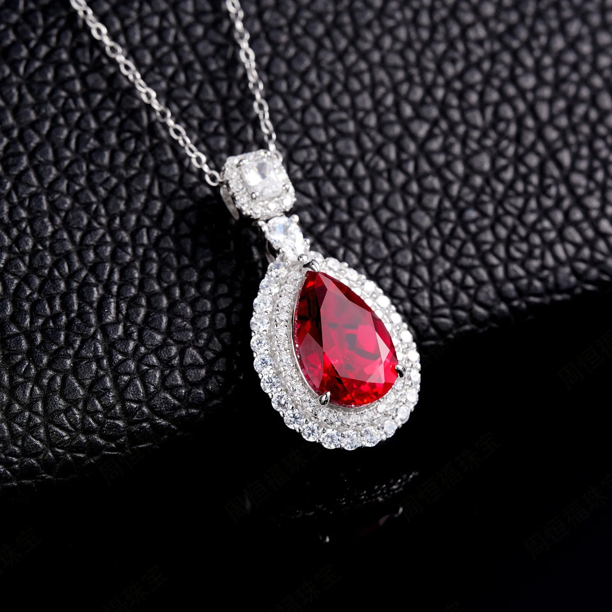 MuShan Jewelry 925 Sterling Silver Necklace Lab Grown Ruby Cushion Evening Wear for Women 18K Gold Plated Anniversary Necklace