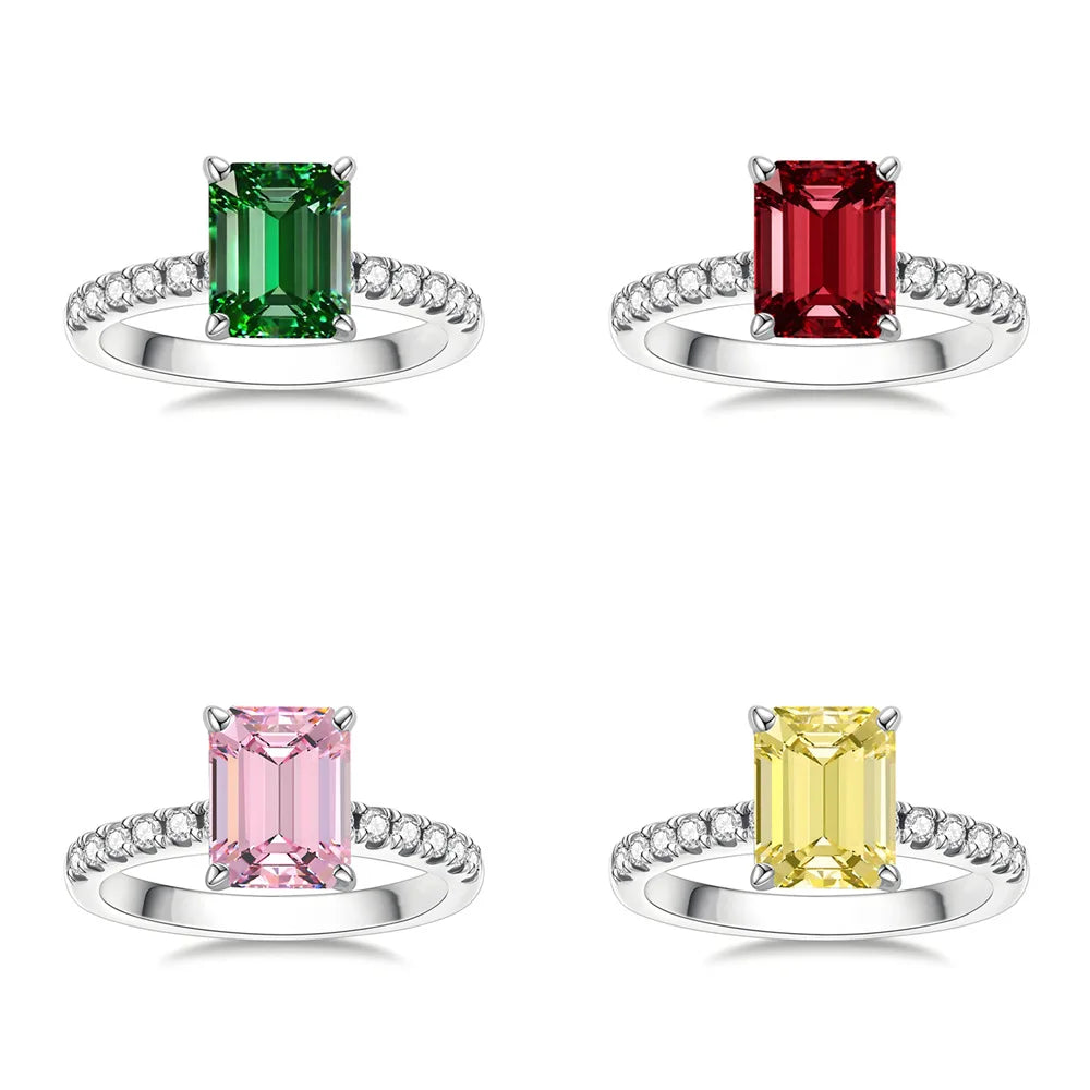 MuShan Designer Jewelry 925 Sterling Silver Ring Lab Grown Emerald Round Formal Ring for Women 18K Gold Plated Anniversary Rings