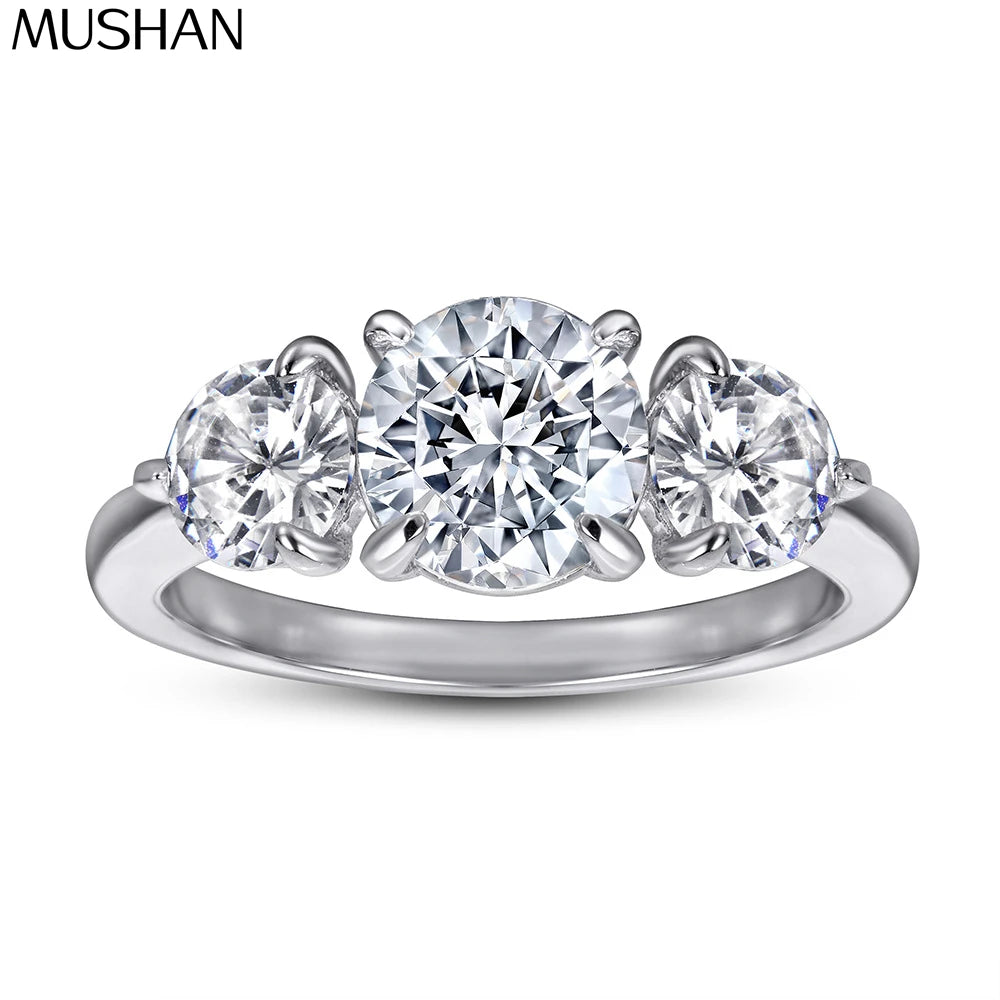 MuShan Jewelry 925 Sterling Silver Rings Bands Engagement Ring 7A Cubic Zirconia Valentine Romantic Anniversary  Women Gift