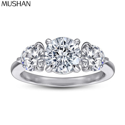 MuShan Jewelry 925 Sterling Silver Rings Bands Engagement Ring 7A Cubic Zirconia Valentine Romantic Anniversary  Women Gift