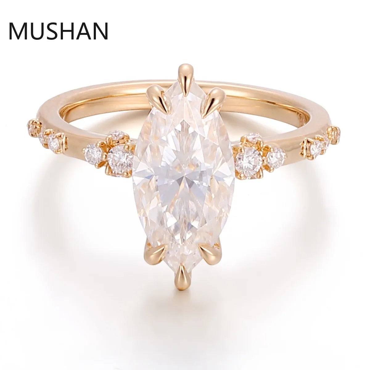 MUSHAN Luxury Custom 14K 18K Gold Rings Band Jewelry With Moissanite Diamond Lab Grown Gemstones Diamond Wedding Ring For Women