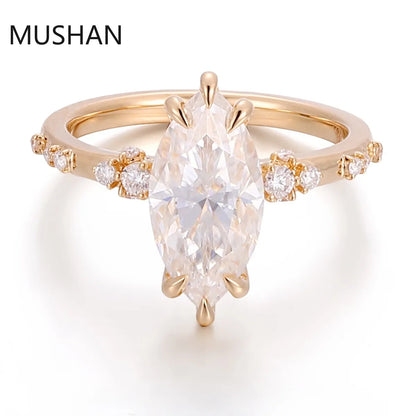 MUSHAN Luxury Custom 14K 18K Gold Rings Band Jewelry With Moissanite Diamond Lab Grown Gemstones Diamond Wedding Ring For Women