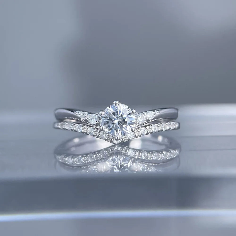 MuShan Jewelry 925 Sterling Silver Ring Wedding Band High Carbon Diamond Anniversary Gift  Her Gift Women Rings Fine Jewelry