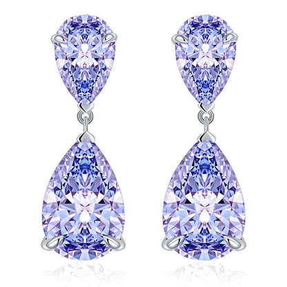 MuShan Luxury Jewelry 925 Sterling Silver Earrings Zircon 7A Drop Romantic for Bride Real Gold Plated Fine Jewelry Earring