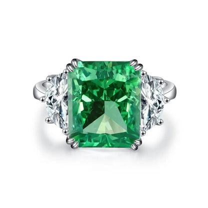MUSHAN Luxury Jewelry 925 Sterling Silver Ring High Carbon Diamond Emerald Gemstones Ice Flower Cut Rings Bands Fine Jewelry