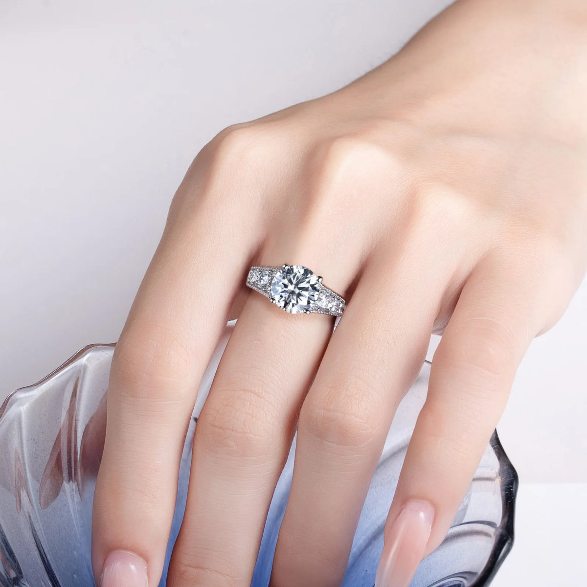 MuShan Brand Jewelry 925 Sterling Silver Ring Moissanite Crafted Ring for Lover 18K Real Gold Plated MST Patent Fine Rings