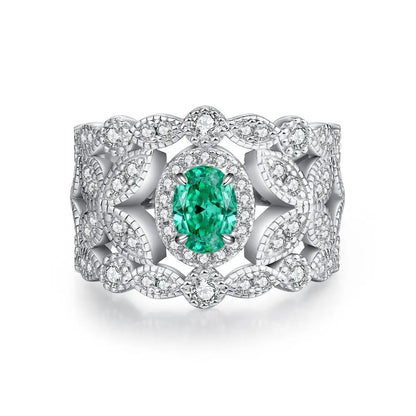 MUSHAN Luxury Jewelry 925 Sterling Silver Ring High Carbon Diamond Emerald Gemstones Ice Flower Cut Rings Bands Fine Jewelry