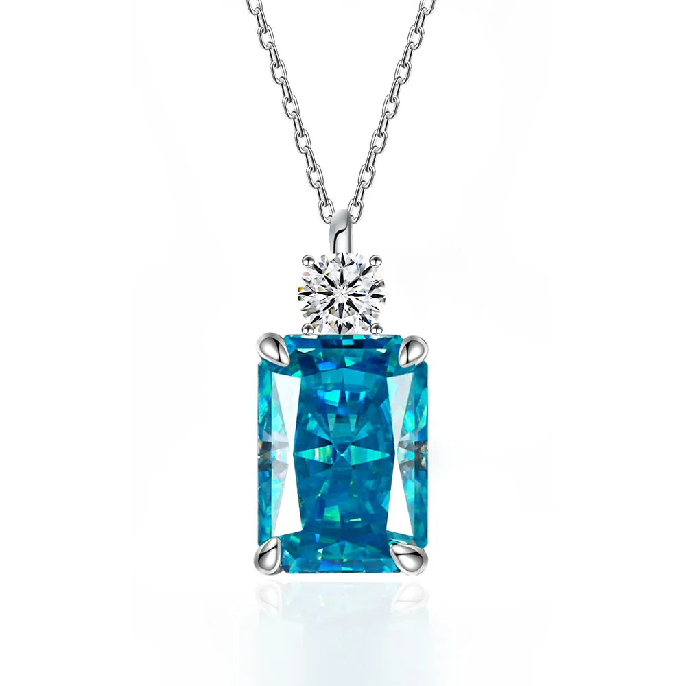MUSHAN Luxury Jewelry 7ct 8*10 Rectangular Necklace For Women Made Of 925 Silver With Ice Flower Cut High-Carat Diamond Pendant