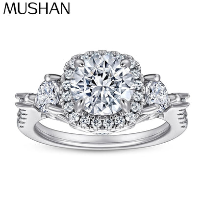 MuShan Jewelry 925 Sterling Silver Rings Bands Engagement Ring 5A Cubic Zirconia Valentine Delicate Anniversary  Women Gift