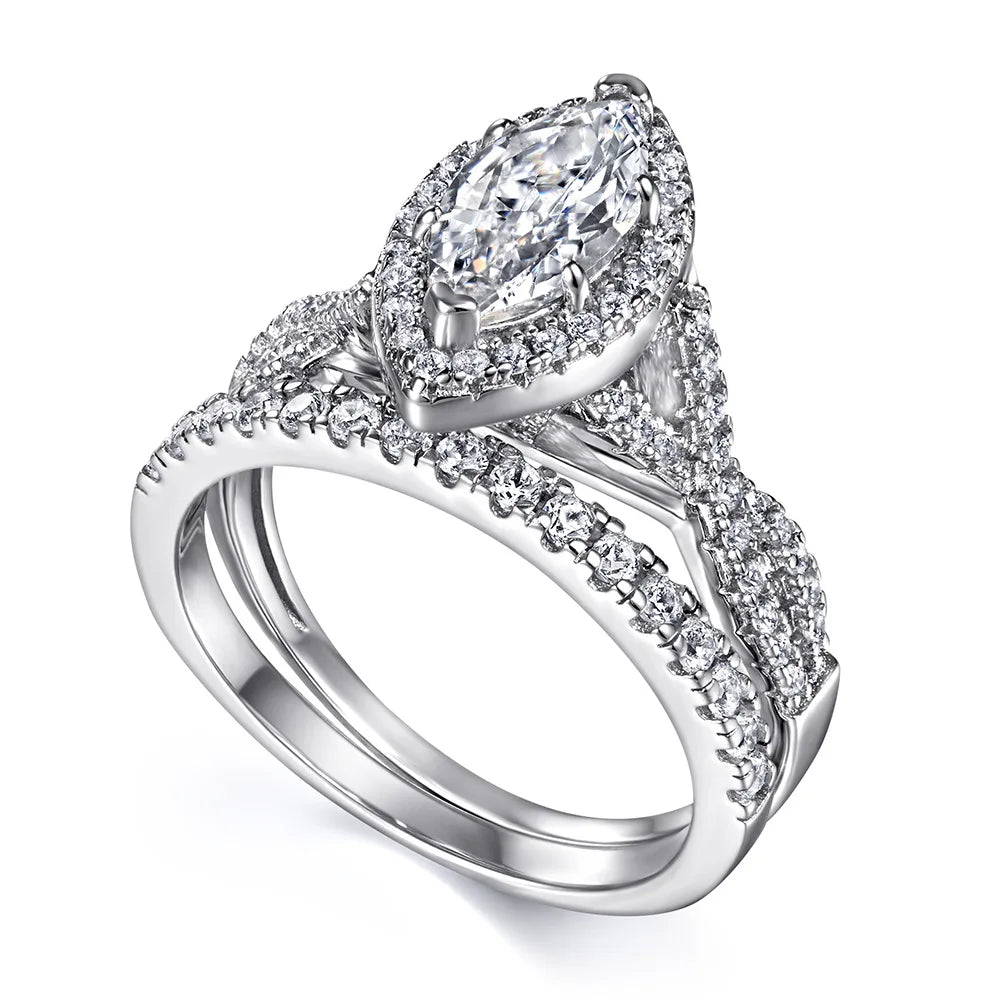 MuShan Luxury Jewelry 925 Sterling Silver Ring Zircon 7A Princess Promise for Girlfriend 18K Rose Gold Plated Fine Jewelry Rings
