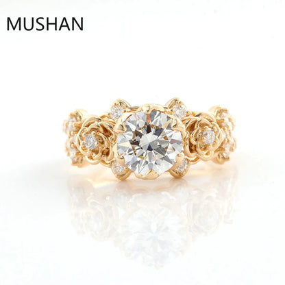 MUSHAN Luxury Custom 14K 18K Gold Rings Band Jewelry With Moissanite Diamond Lab Grown Gemstones Diamond Wedding Ring For Women