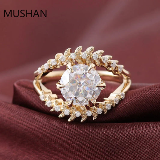 MUSHAN Luxury Custom 14K 18K Gold Rings Band Jewelry With Moissanite Diamond Lab Grown Gemstones Diamond Wedding Ring For Women