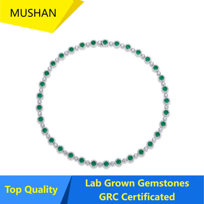 MUSHAN Luxury Jewelry 925 Sterling Silver Chain Pendant Necklace Lab Grown Emerald Ruby Gemstones Necklaces Pendants GRC Jewelry