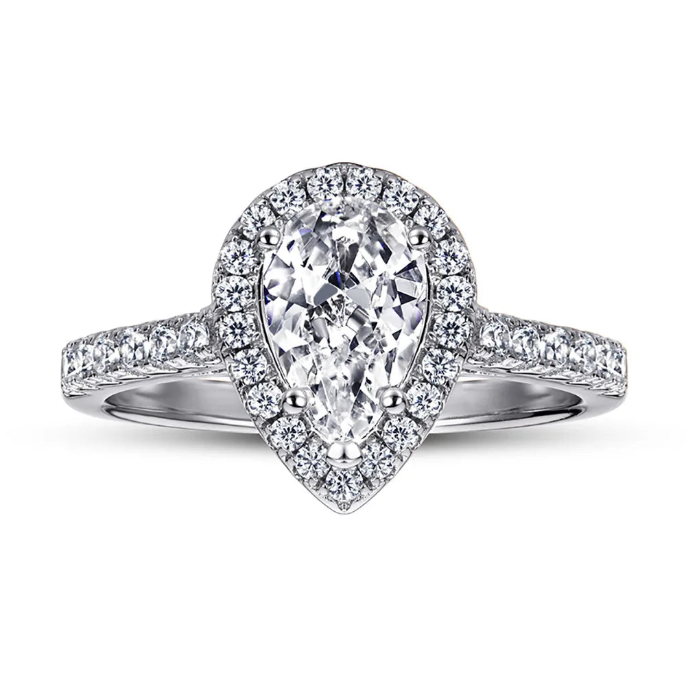 MuShan Jewelry 925 Sterling Silver Rings Bands Engagement Ring 7A Cubic Zirconia Valentine Classic Anniversary  Women Gift