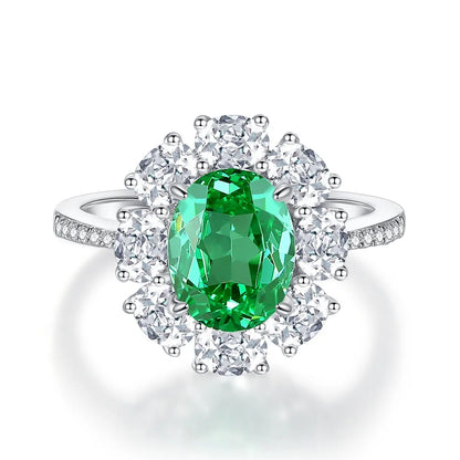 MUSHAN Luxury Jewelry 925 Sterling Silver Ring High Carbon Diamond Emerald Gemstones Ice Flower Cut Rings Bands Fine Jewelry