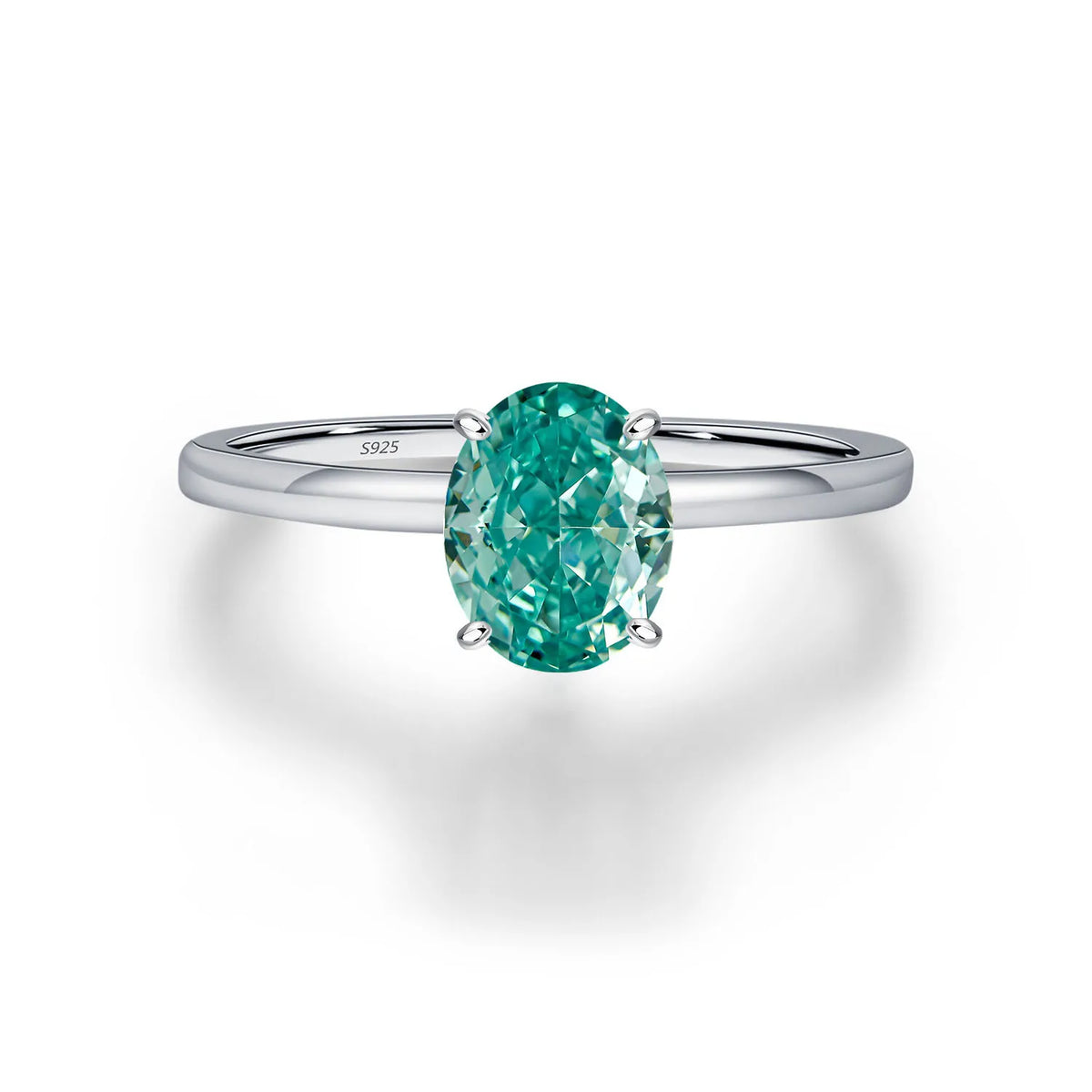 MUSHAN Luxury Jewelry S925 Silver Mint Green Oval Ring  Women'S Simple Ring Finger Ring Diamond Ring