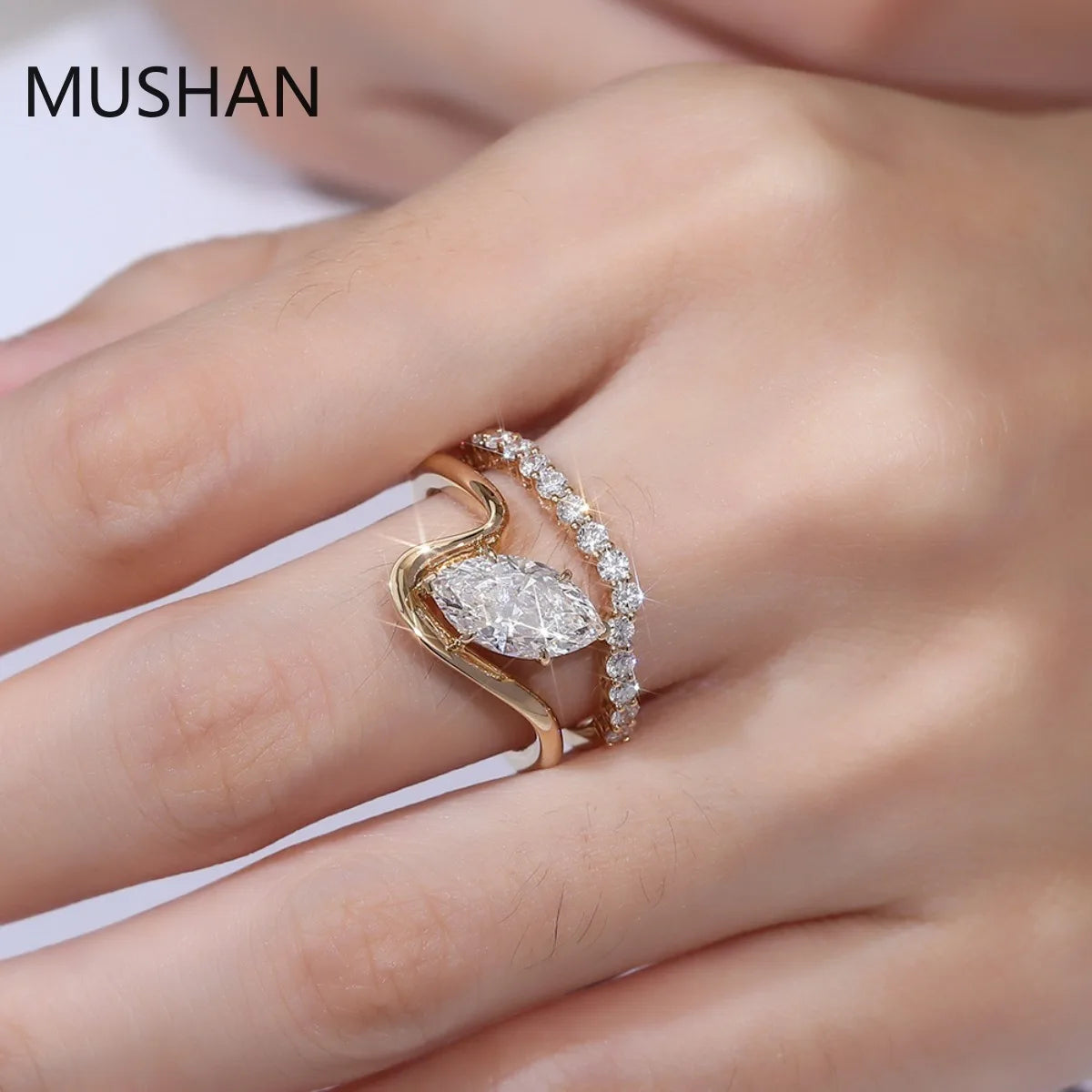 MUSHAN Luxury Custom 2ctw Diamond Ring Pt950 14K 18K Gold Jewelry IGI Certificated Lab Grown Diamond Wedding Ring Band for Women