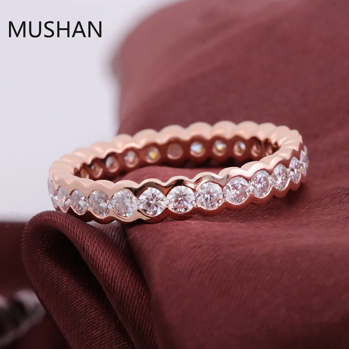 MUSHAN Luxury Custom 14K 18K Gold Rings Band Jewelry With Moissanite Diamond Lab Grown Gemstones Diamond Wedding Ring For Women
