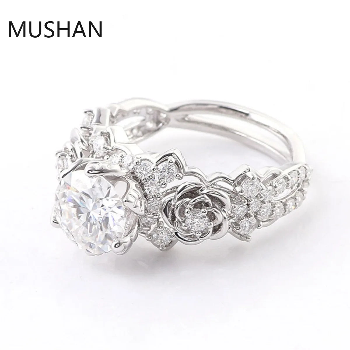 MUSHAN Luxury Custom 14K 18K Gold Rings Band Jewelry With Moissanite Diamond Lab Grown Gemstones Diamond Wedding Ring For Women