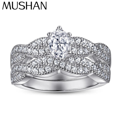 MuShan Jewelry 925 Sterling Silver Rings Bands Promise Ring 7A Cubic Zirconia  Women Valentine Anniversary  Women Gift
