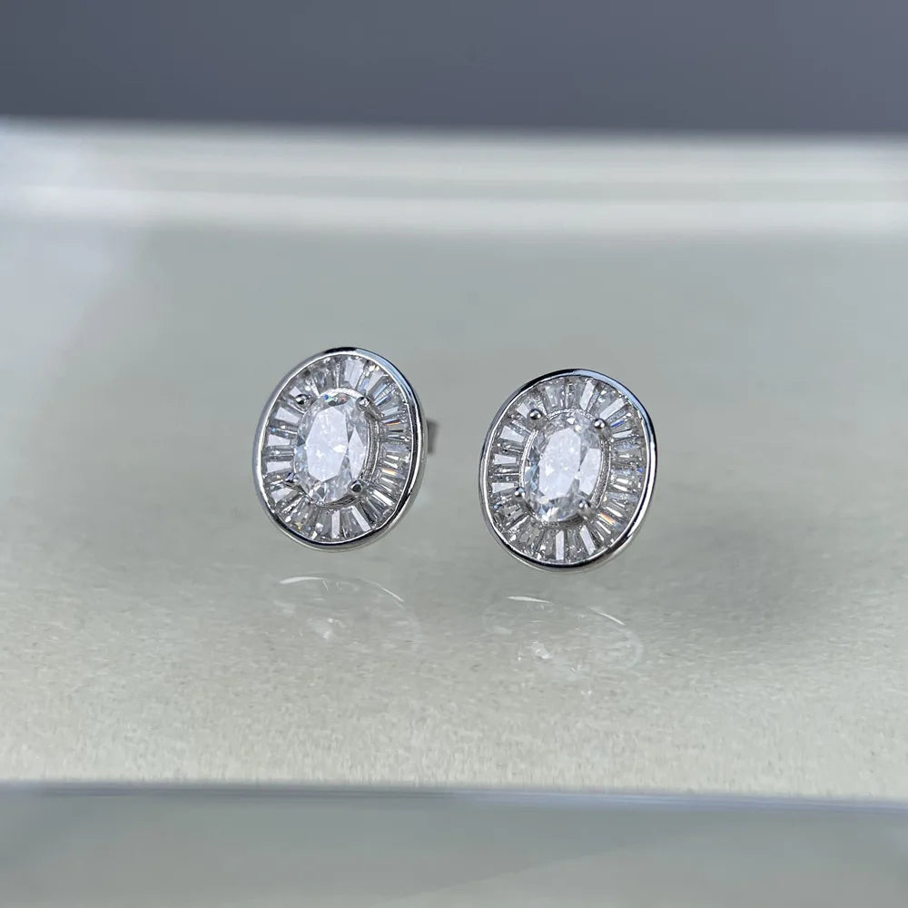 MuShan Brand Jewelry 925 Sterling Silver Earrings Marquise Moissanite Chic for Fiancee Platinum Plated MST Patent Nickel Free