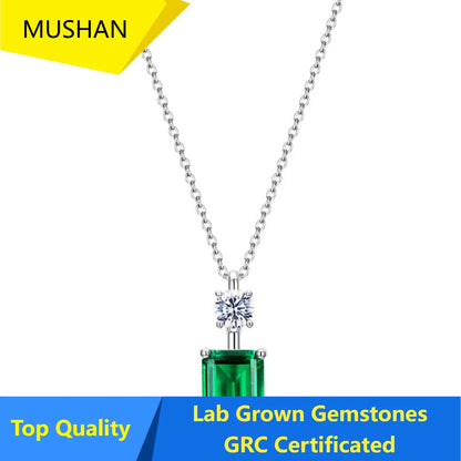 MUSHAN Luxury Jewelry 925 Sterling Silver Chain Pendant Necklace Lab Grown Emerald Ruby Gemstones Necklaces Pendants GRC Jewelry