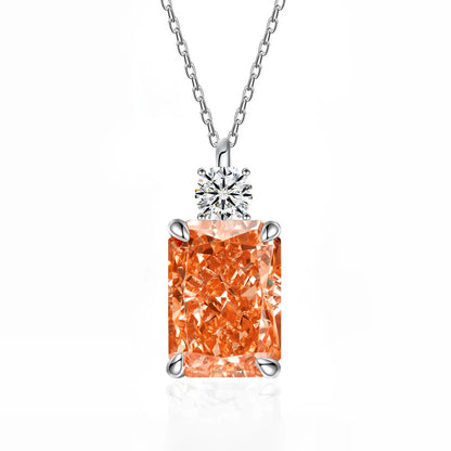 MUSHAN Luxury Jewelry 7ct 8*10 Rectangular Necklace For Women Made Of 925 Silver With Ice Flower Cut High-Carat Diamond Pendant