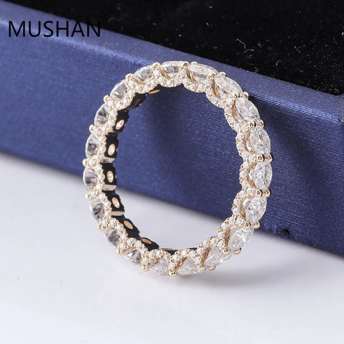MUSHAN Luxury Custom 14K 18K Gold Rings Band Jewelry With Moissanite Diamond Lab Grown Gemstones Diamond Wedding Ring For Women